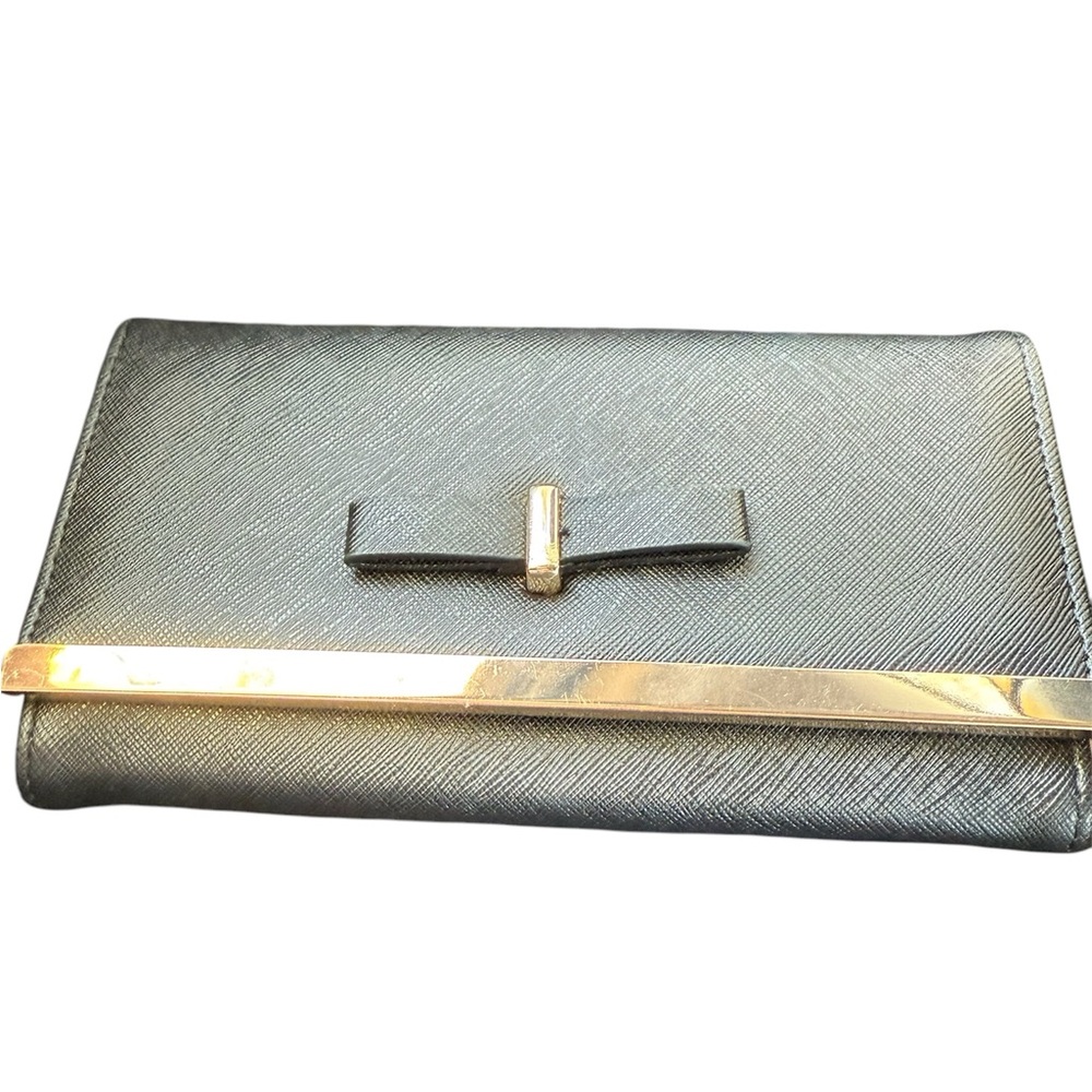Luxurious Black and Gold Wallet with Bow Detail